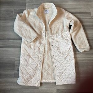 Athleta White Quilted Teddy Coat
